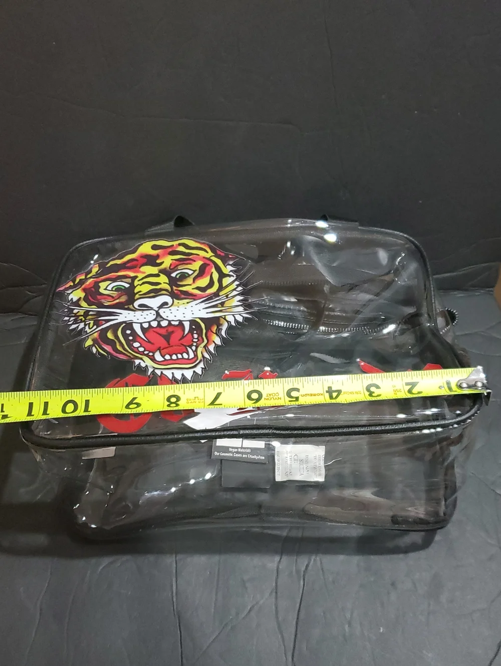 Ed Hardy 3piece clear vinyl makeup bag & 2 black cosmetics beauty pouch case